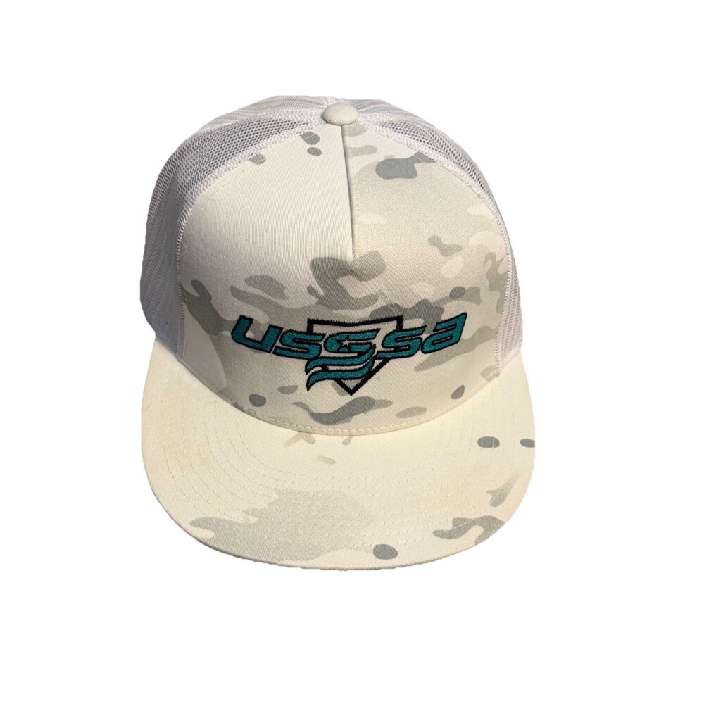USA Trucker Hat Snapback White Camo Yupoong Classics Adjustable Cap